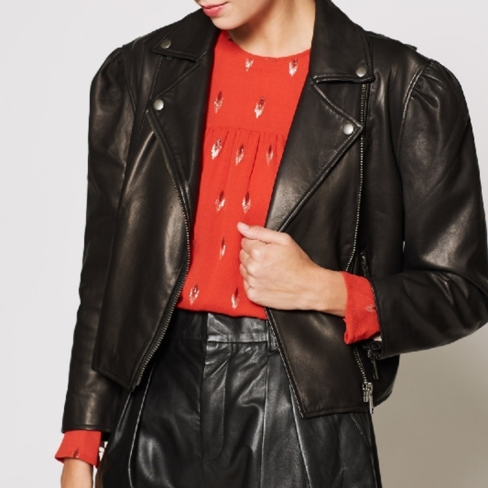 NWT‎ JOIE NECIA BLACK LEATHER JACKET SZ S